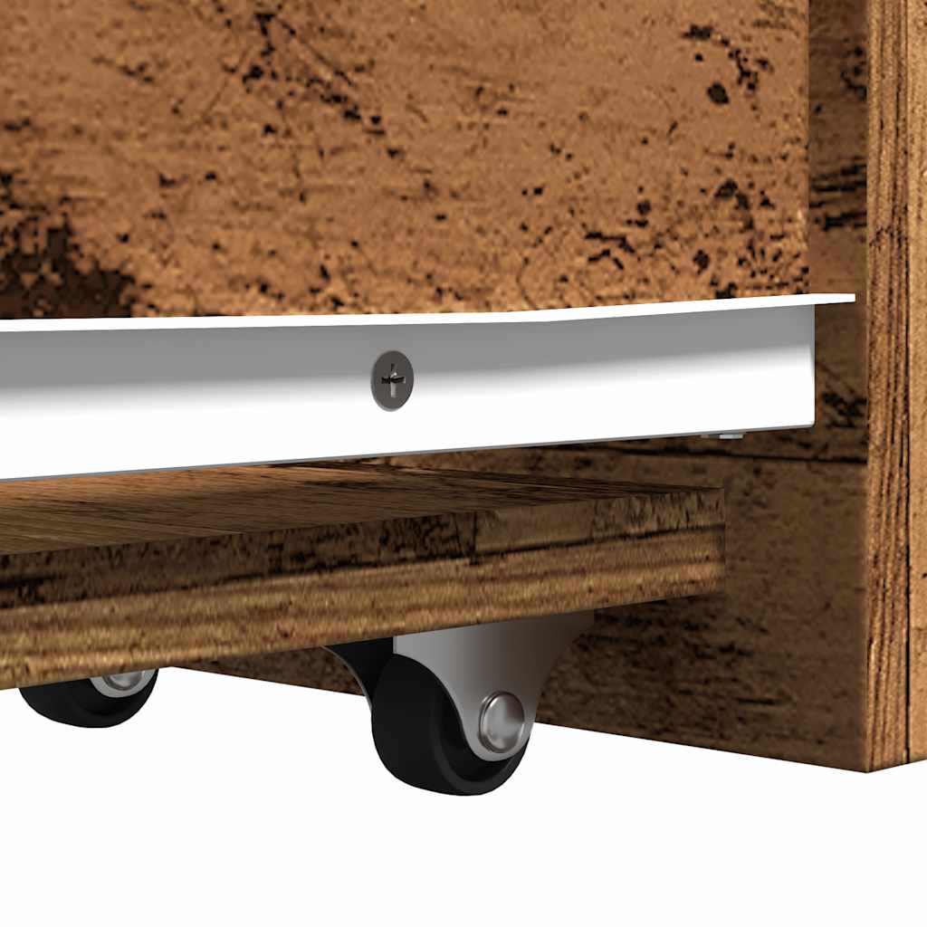 Narrow Bathroom Cupboard with Wheels Old Wood Engineered Wood